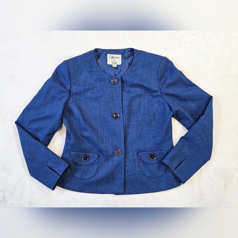 Vintage Collections For Le Suit Womens 6P 3 Button Blue Blazer